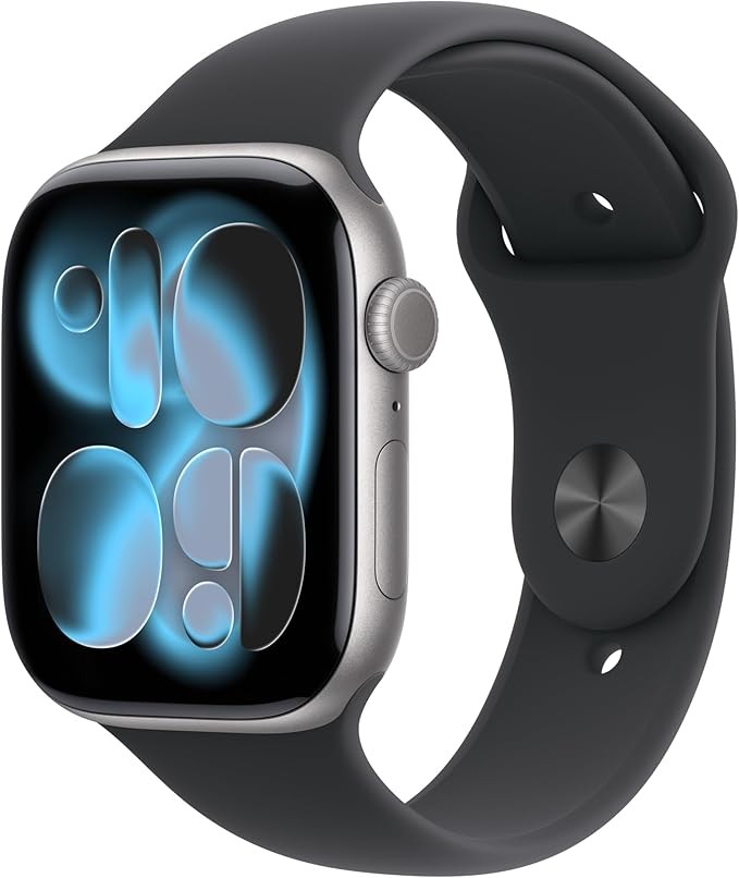 Apple Watch Series 11 [GPS + Cellular 46mm] Smartwatch with Space Grey Case and Black Sport Band, Sleep Score, Activity Tracker, Health Tracker, Screen Always On